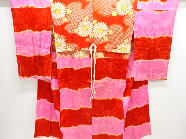 アンティーク　江戸縮緬　菊模様胴抜き長襦袢